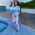 Autumn Digital Print Long Sleeve Bodycon Dress for Women Douson Odeh
