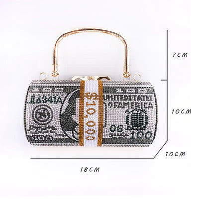 Luxury Crystal Dollar Design Evening Clutch Bags