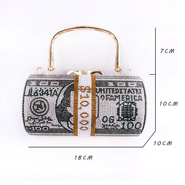 Luxury Crystal Dollar Design Evening Clutch Bags