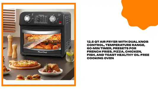 12.5 Qt Air Fryer With Dual Knob Control, Temperature Range, 60-Min Timer, Presets For French Fries, Pizza, Chicken, Fish, And Toast Healthy Oil-Free Cooking Oven by@Outfy