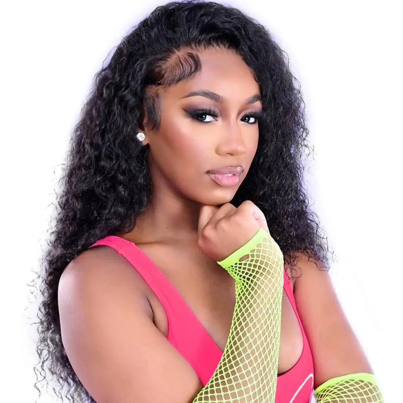 Realloves Deep Wave Lace Front Wigs Human Hair 13x4 HD Transparent Deep Curly Lace Front Wigs for Women Human Hair Pre Plucked with Baby Hair 180% Density Glueless Human Hair Wig (Deep Wave Wig 18in)