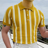 Men's Slim Fit Striped Knit Polo Shirt, Short Sleeve