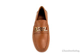 Versace Warm Brown Leather Gold Greek Key Driver Loafers Douson Odeh