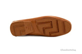 Versace Warm Brown Leather Gold Greek Key Driver Loafers Douson Odeh