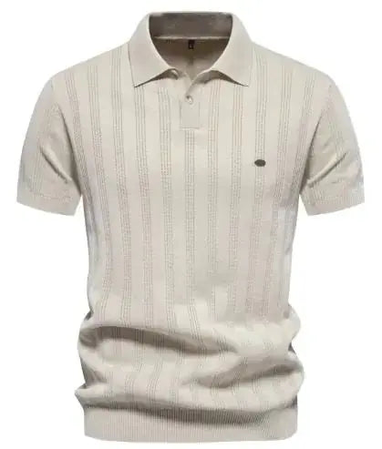 Ribbed Knit Polo Shirt for Men Douson Odeh
