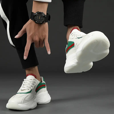 Men's Trendy White Casual Sneakers - Comfort Style
