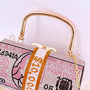 Luxury Crystal Dollar Design Evening Clutch Bags